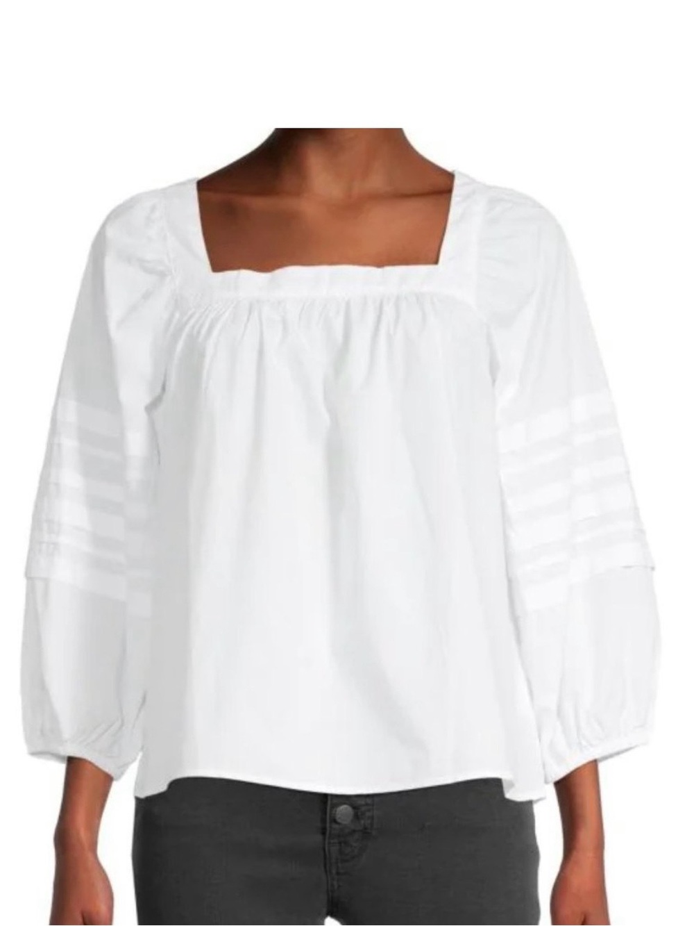 Madewell White Clementine Pleated Sleeve Top Blouse Size Small